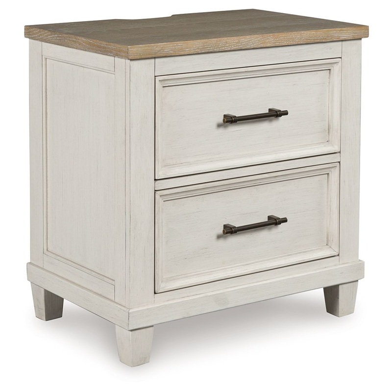 Shaybrock – Antique White / Brown – Two Drawer Night Stand