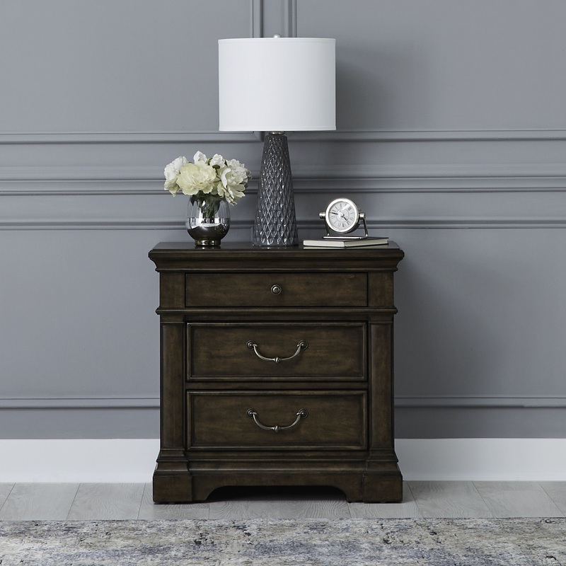 Arden Road – Nightstand With Charging Station – Satin Cherry