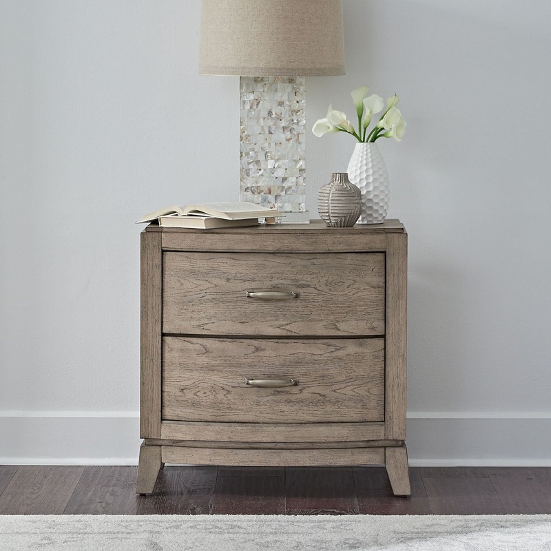 Avalon – Nightstand With Charging Station – Burnished Beige