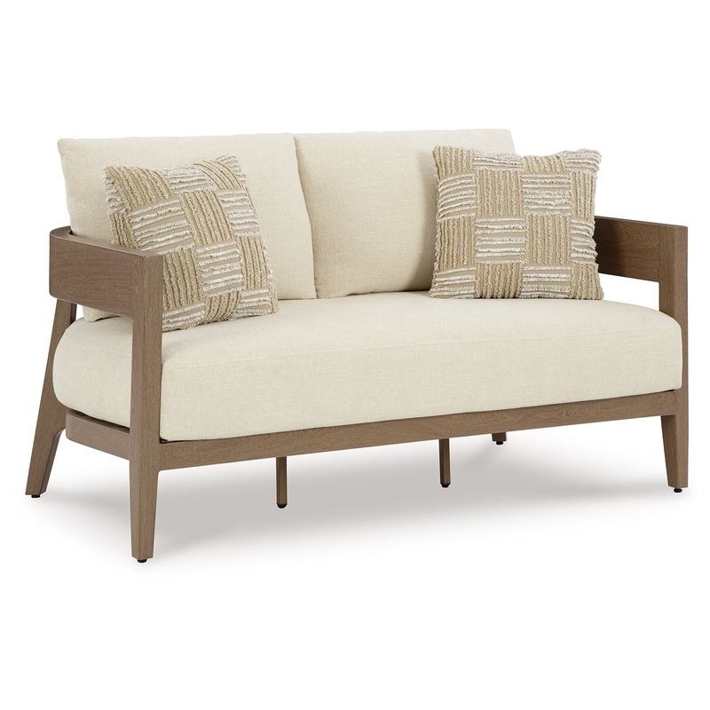 Serene Bay – Dark Brown / White – Loveseat With Cushion