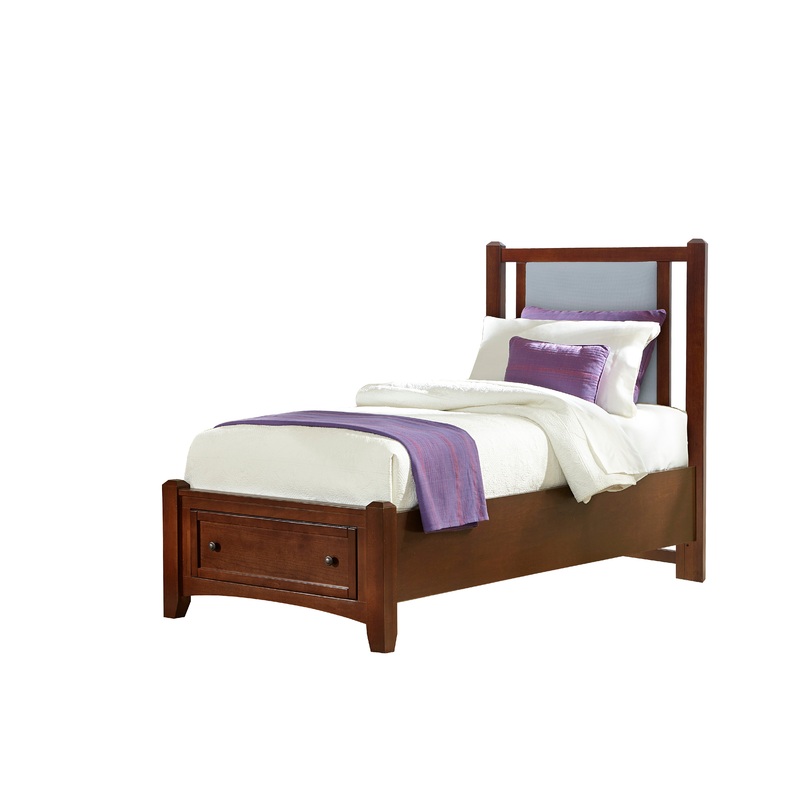 Bonanza – Twin Ocean Blue Upholstered Headboard Panel – Cherry