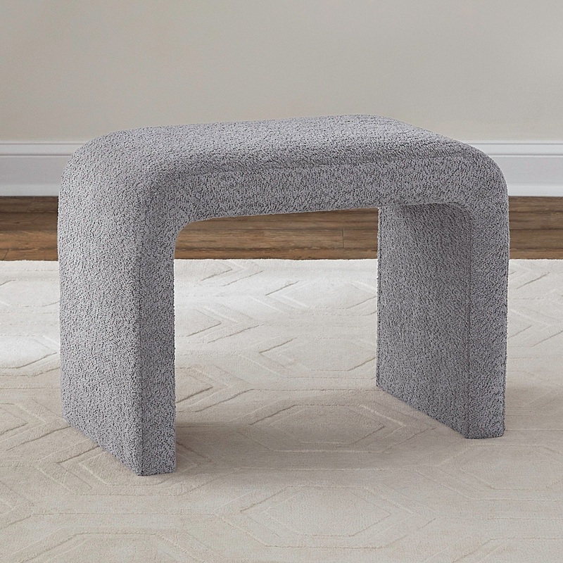Cascade Falls – Upholstered Accent Stool – Gray