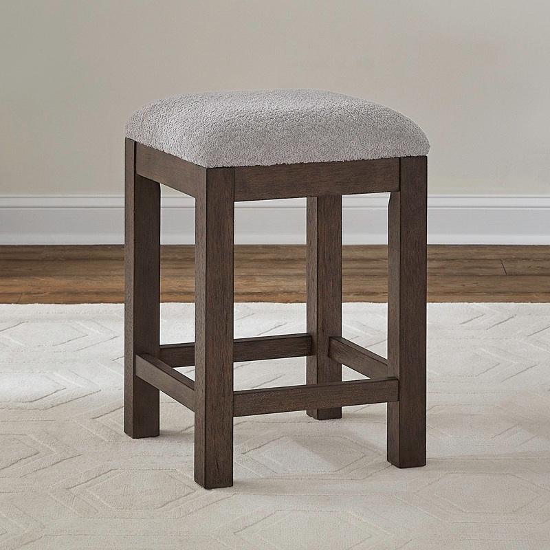 Cascade Falls – Upholstered Console Stool – Satin Espresso / Gray