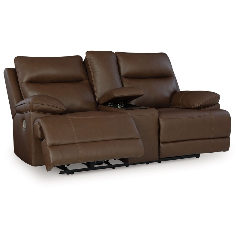 Vonryan – Tobacco – Power Reclining Loveseat With Console / Adj Headrest