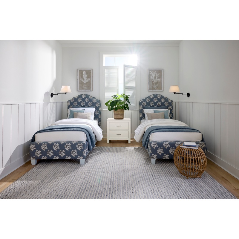 Tide & Timber – Twin – Upholstery Headboard In Blue Coral Fabric – Blue Maple