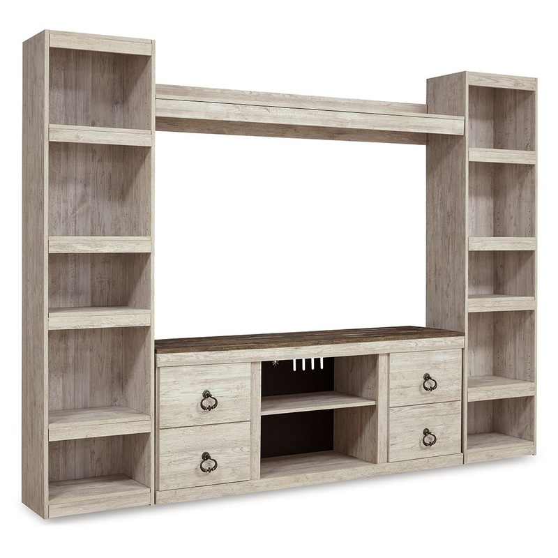 Willowton – Whitewash – 4-Piece Entertainment Center