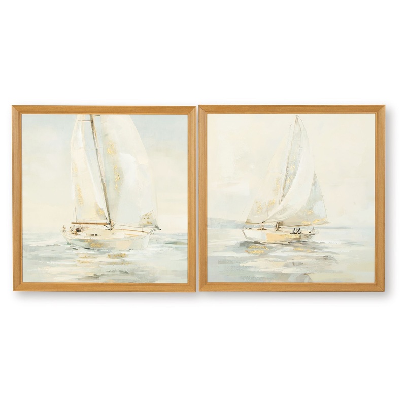 Winbrook – Gray / Tan / Gold Finish – Wall Art Set (Set of 2)