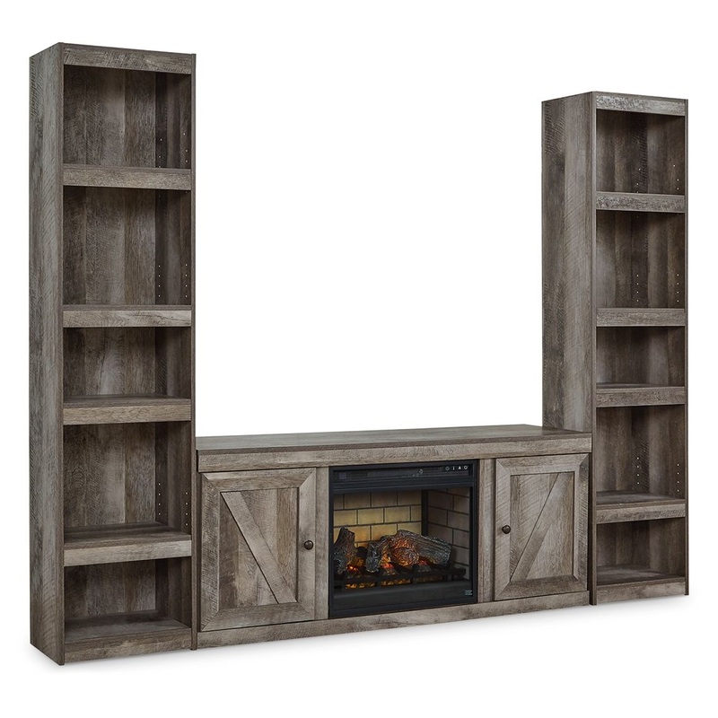 Wynnlow – Gray – 3-Piece Entertainment Center With Electric Fireplace