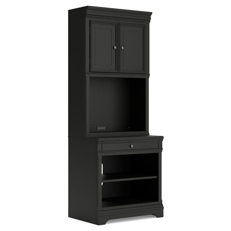 Beckincreek – Black – Bookcase With Door Hutch