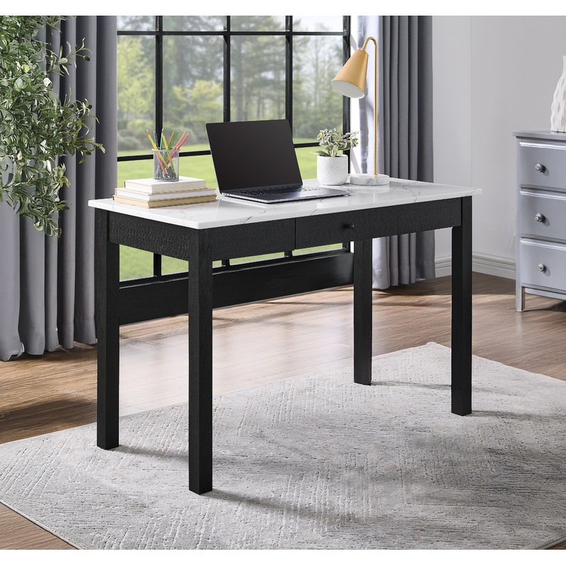 Rylee – Faux Marble Desk – Black / White
