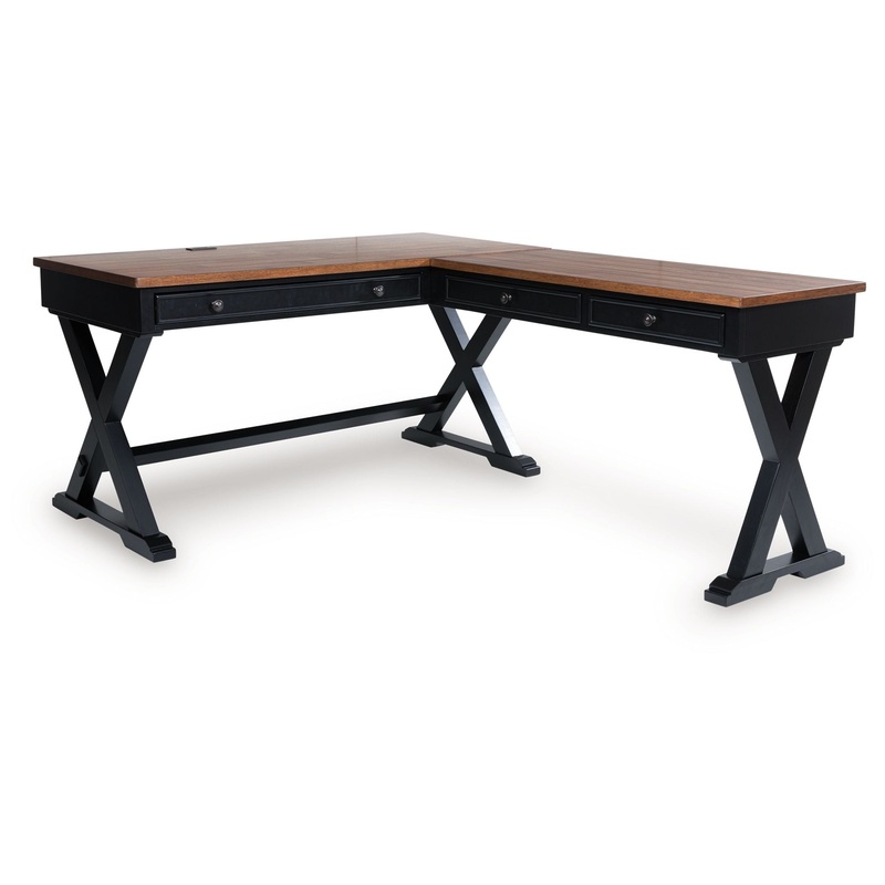 Wildenauer – Brown / Black – Home Office Desk And Return