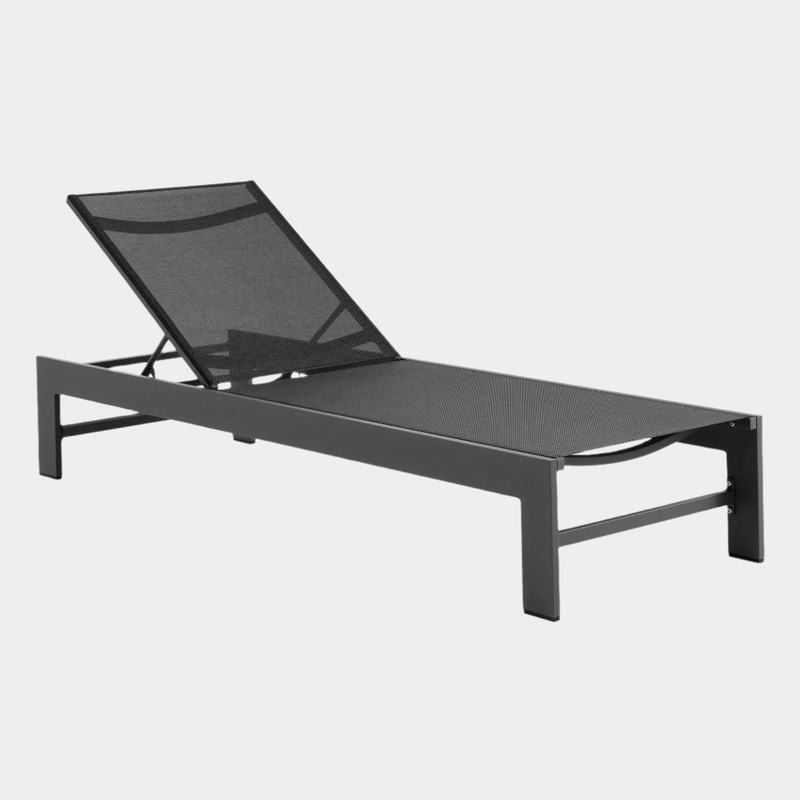 Tahoe Outdoor Patio Mesh and Aluminum Chaise Lounge in Gray