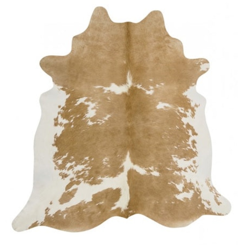 Beige and White Natural Cowhide