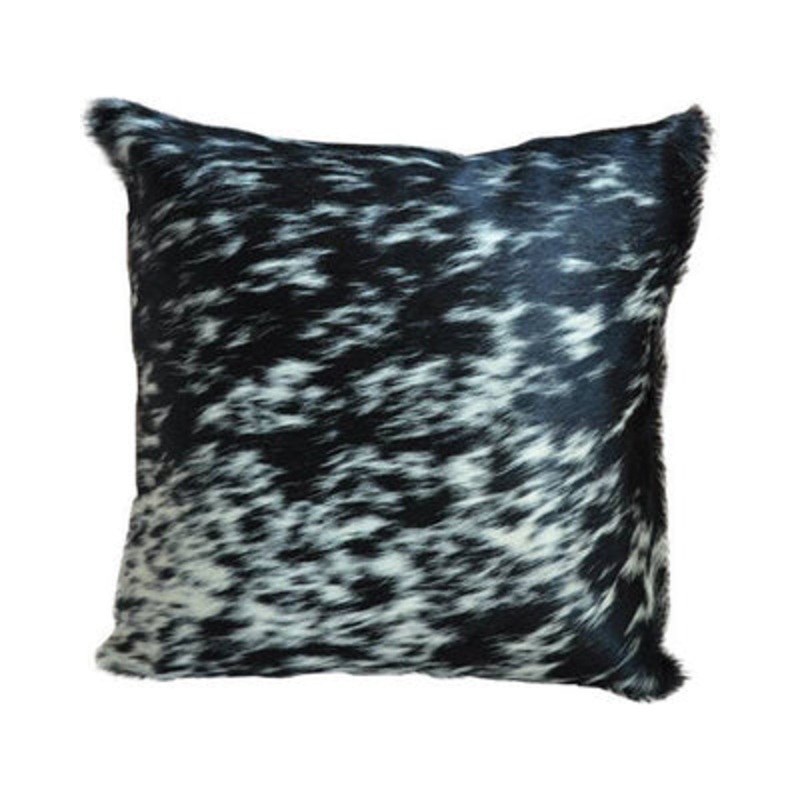 Salt and Pepper Black Cowhide Cushion
