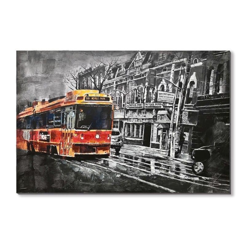 Street Car painting with Black and White Background – 50% Hand Painted