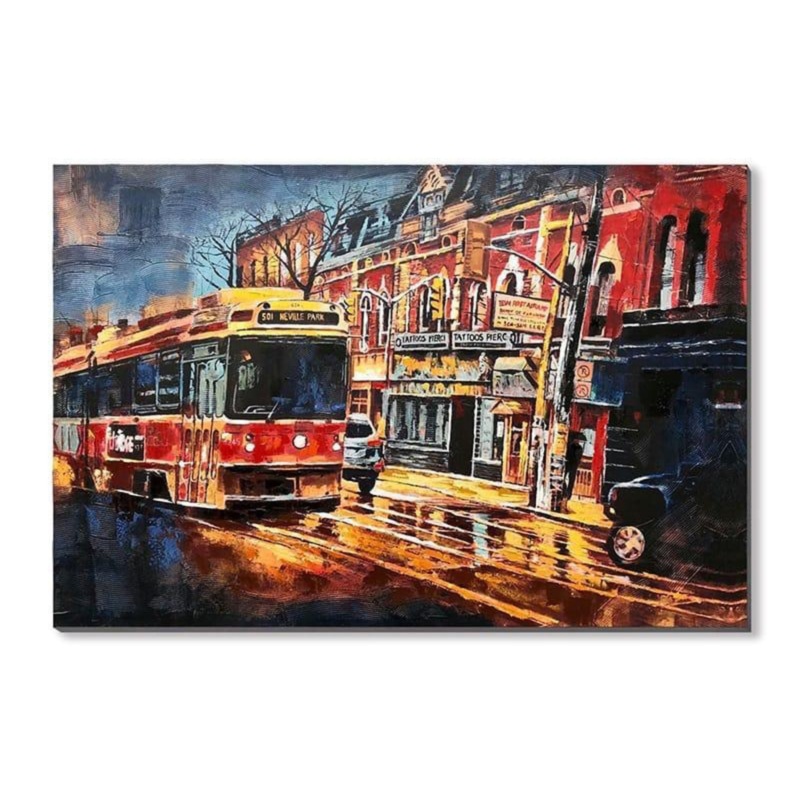 Street Car painting with Color Background – 50% Hand Painted