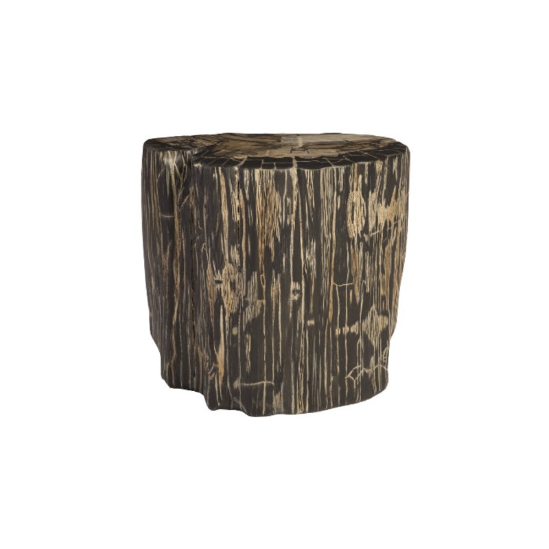 Striated Round Cast Petrified Wood Stool