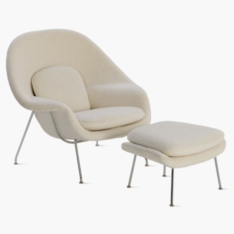 Womb Lounge Chair And Ottoman (Boucle Fabric)