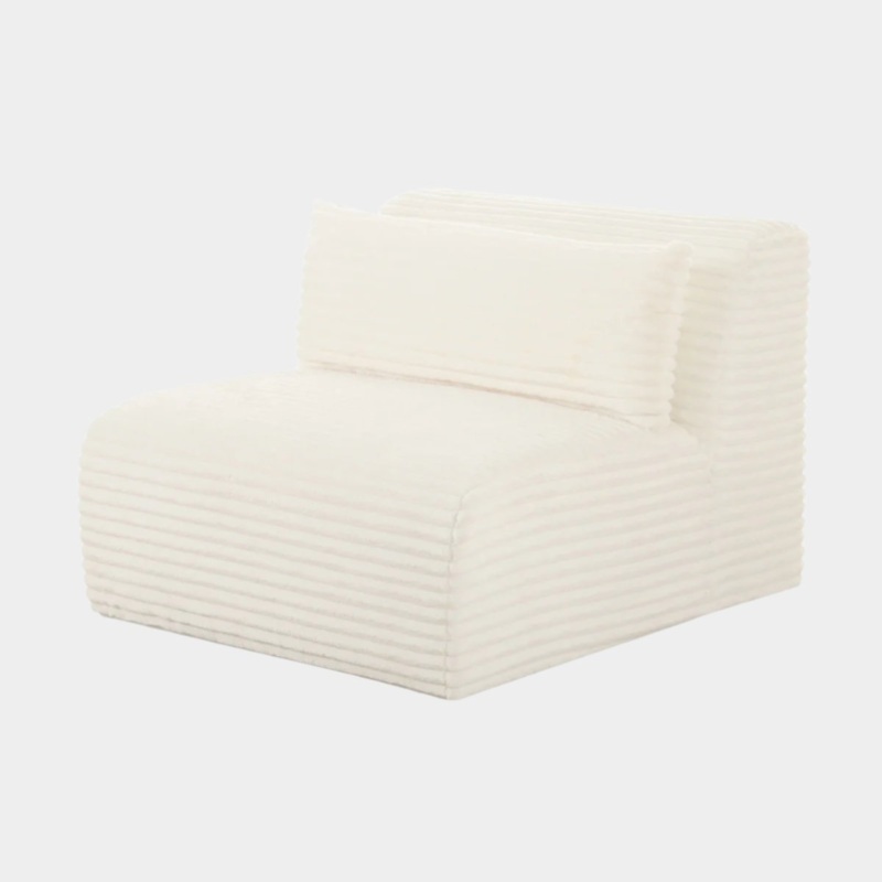 Tarra Fluffy Oversized Cream Corduroy Modular Armless Chair