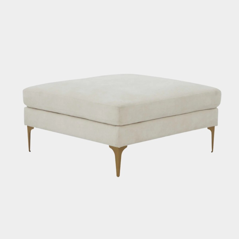 Serena Ottoman with Brass Legs