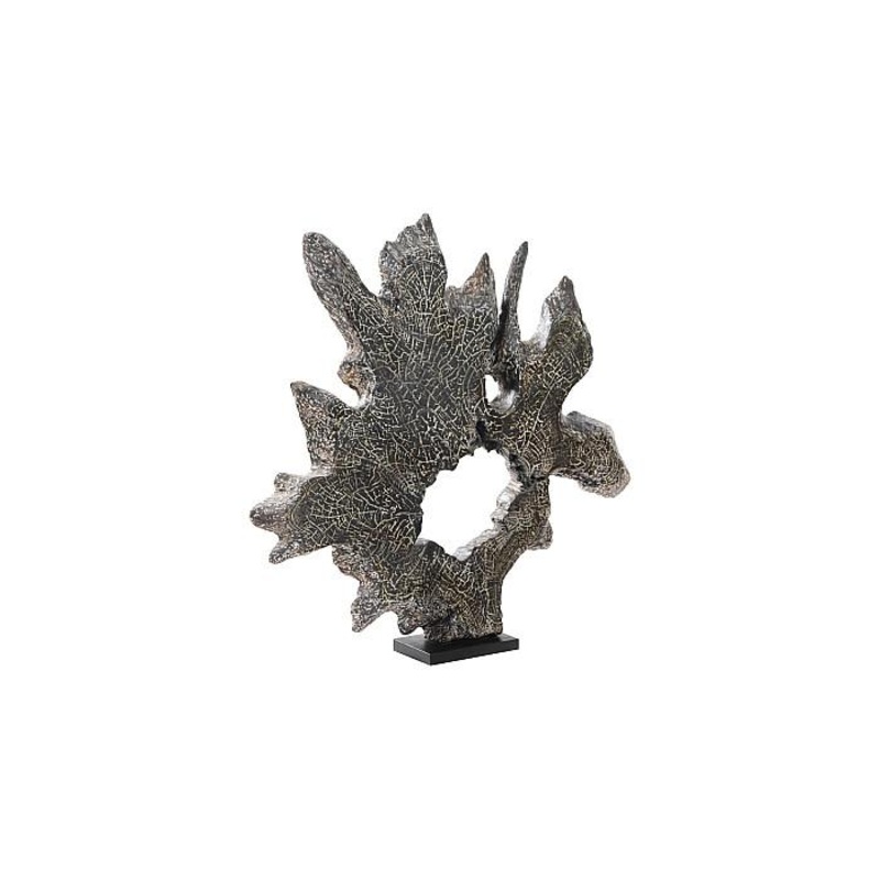 Teak Sculpture on Stand, Black Wash