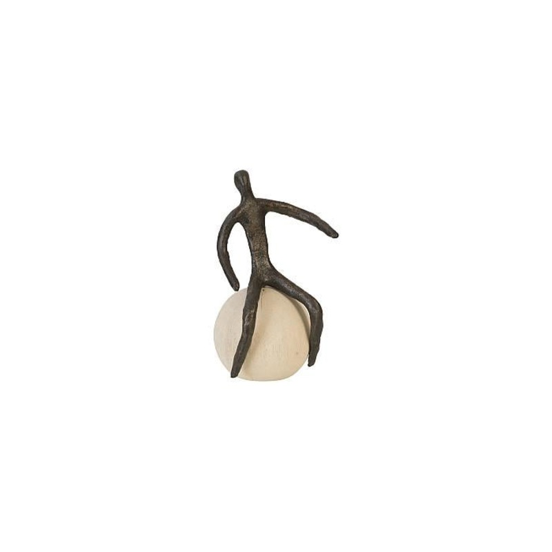 Abstract Figure on Bleached Wood Base, Bronze Finish, Left Arm Down