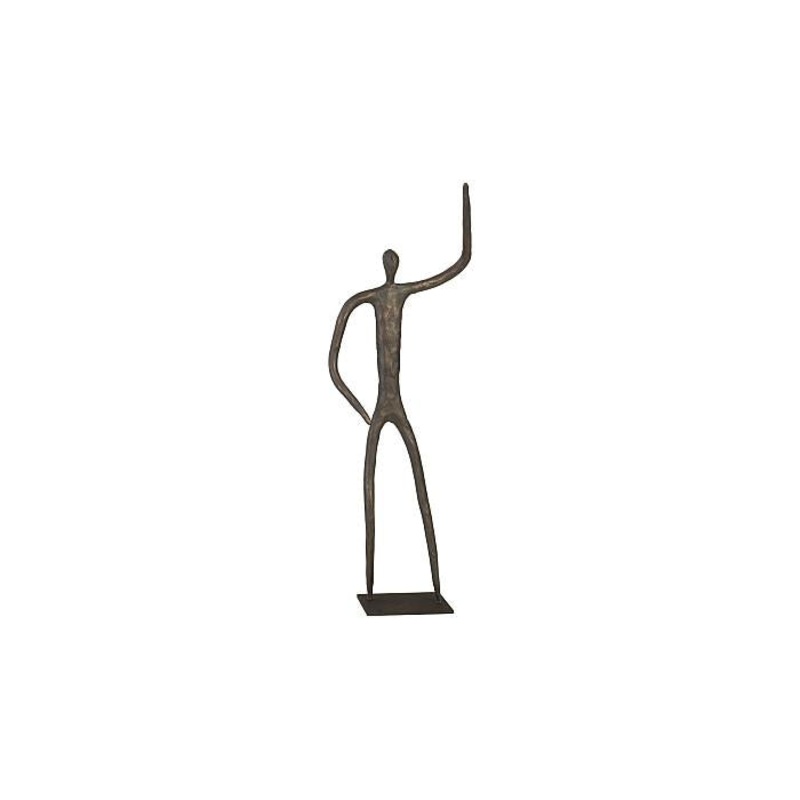 Abstract Figure on Metal Base, Bronze Finish, Arm Up