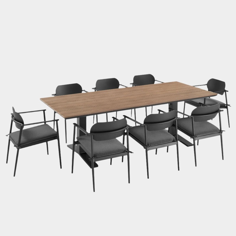 Aeris 9-Piece Outdoor Patio Aluminum Dining Set