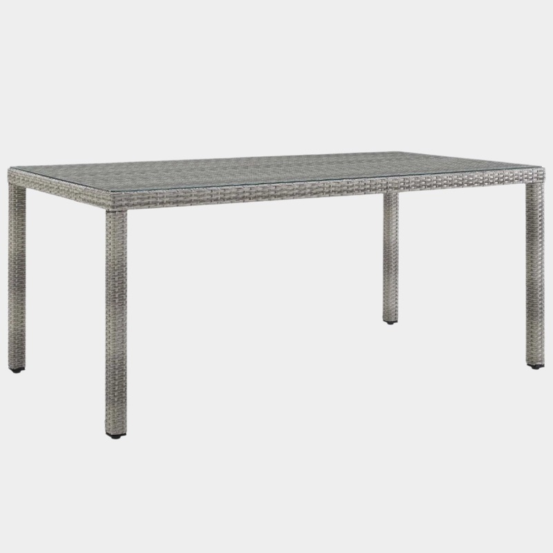 Aura 68″ Outdoor Patio Wicker Rattan Dining Table in Gray