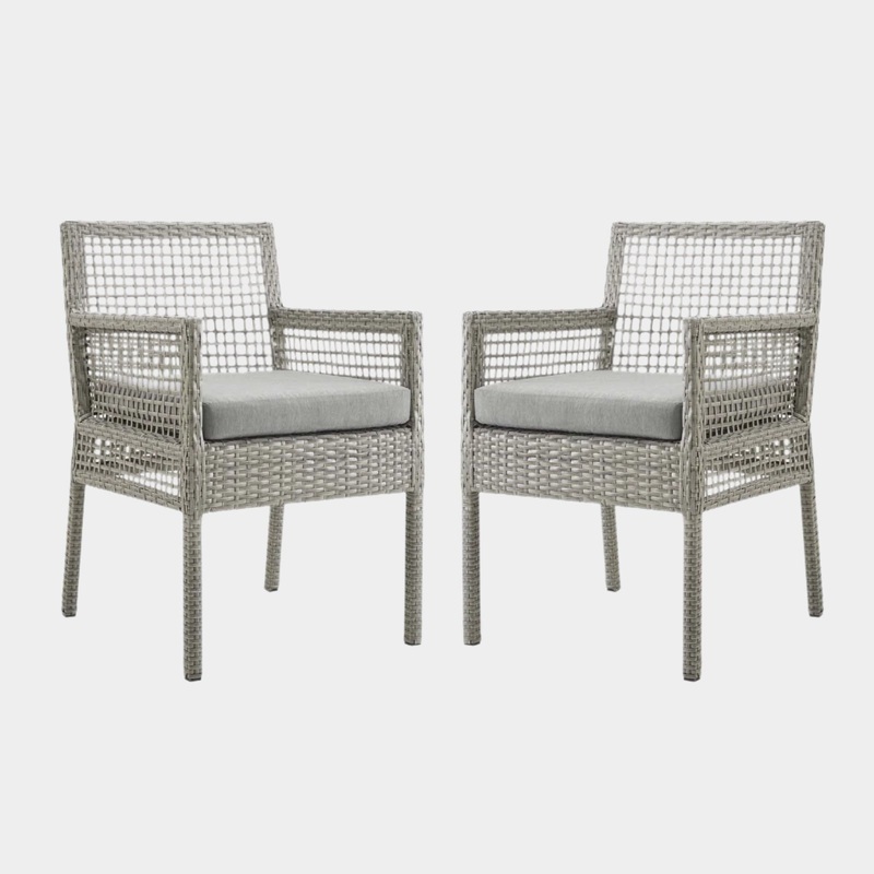 Aura Outdoor Patio Wicker Rattan Dining Armchair Set of 2