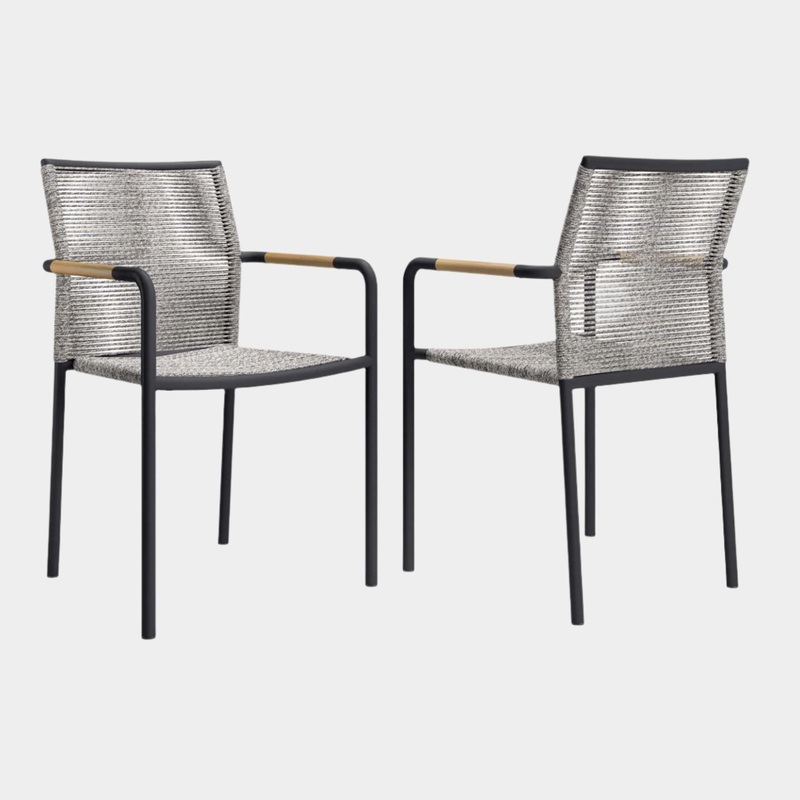 Serenity Outdoor Patio Armchairs Set of 2 in Light Gray