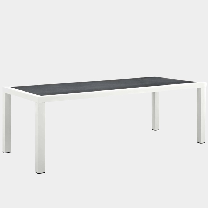 Stance 90.5″ Outdoor Patio Aluminum Dining Table in White Gray