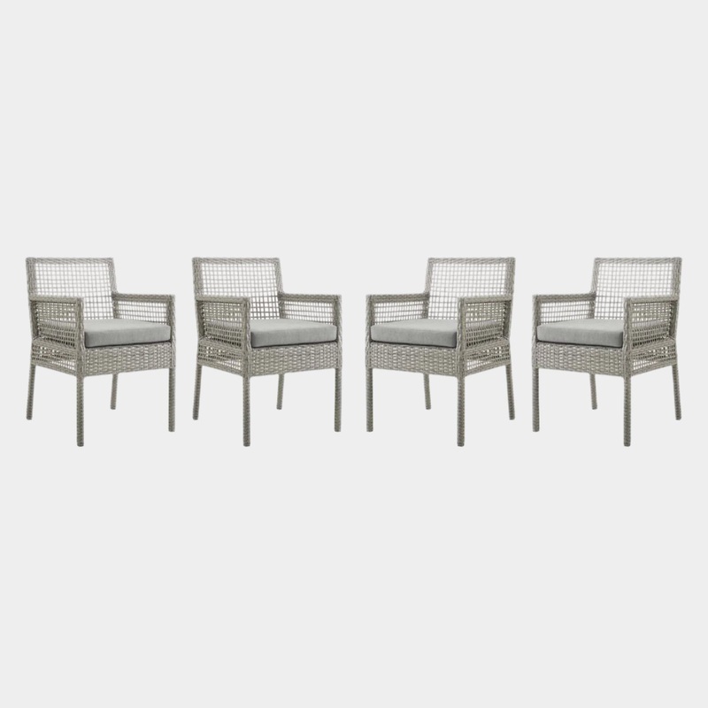 Aura Outdoor Patio Wicker Rattan Dining Armchair Set of 4