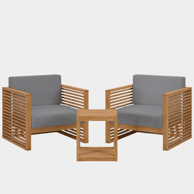 Carlsbad 3-Piece Teak Wood Outdoor Patio Set