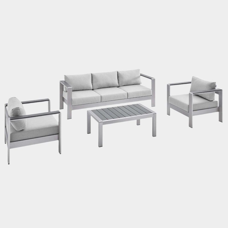 Shore 4 Piece Sunbrella Fabric Outdoor Patio Aluminum Set