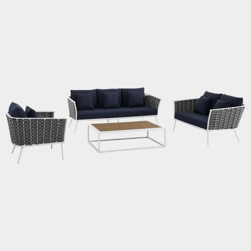 Stance 4 Piece Outdoor Patio Aluminum Sectional Sofa Set
