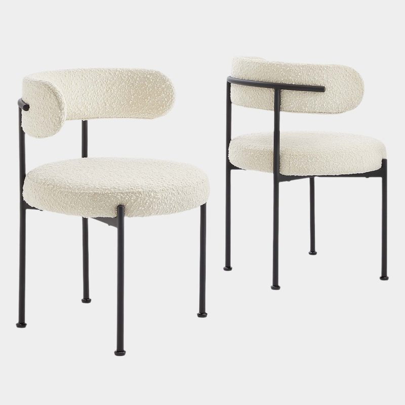 Albie Boucle Fabric Dining Chairs – Set of 2