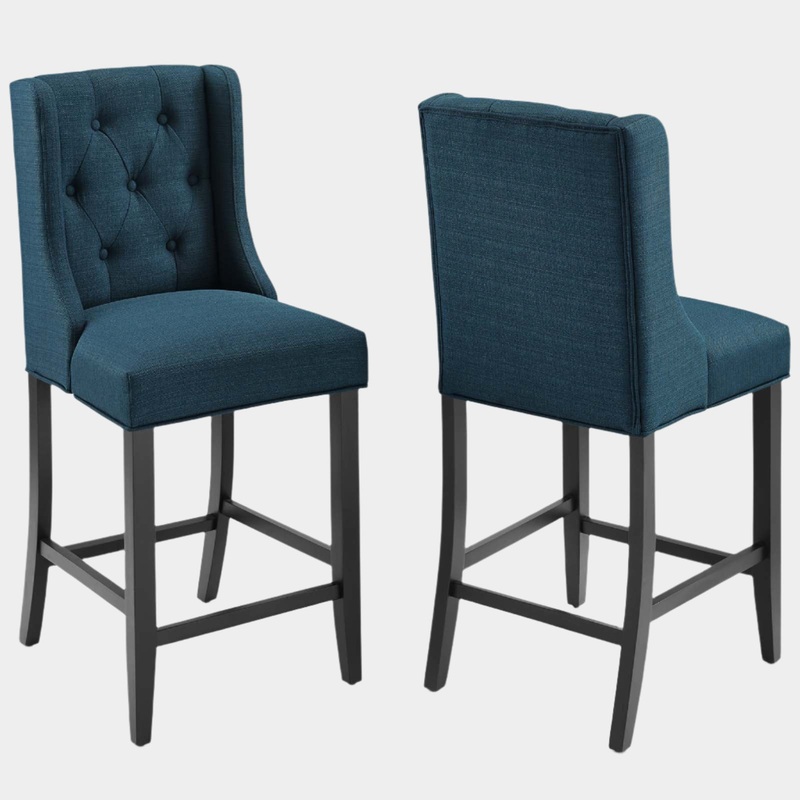 Baronet Upholstered Fabric Counter Bar Stool Set of 2