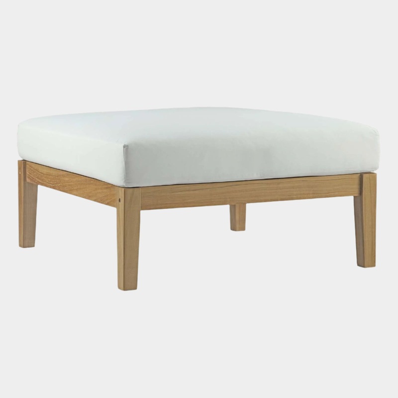 Bayport Outdoor Patio Teak Ottoman in Natural White