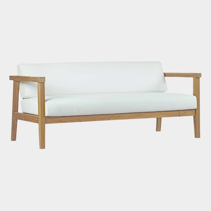 Bayport Outdoor Patio Teak Sofa in Natural White