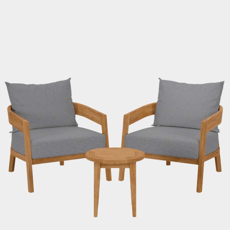 Brisbane 3-Piece Teak Wood Outdoor Patio Set
