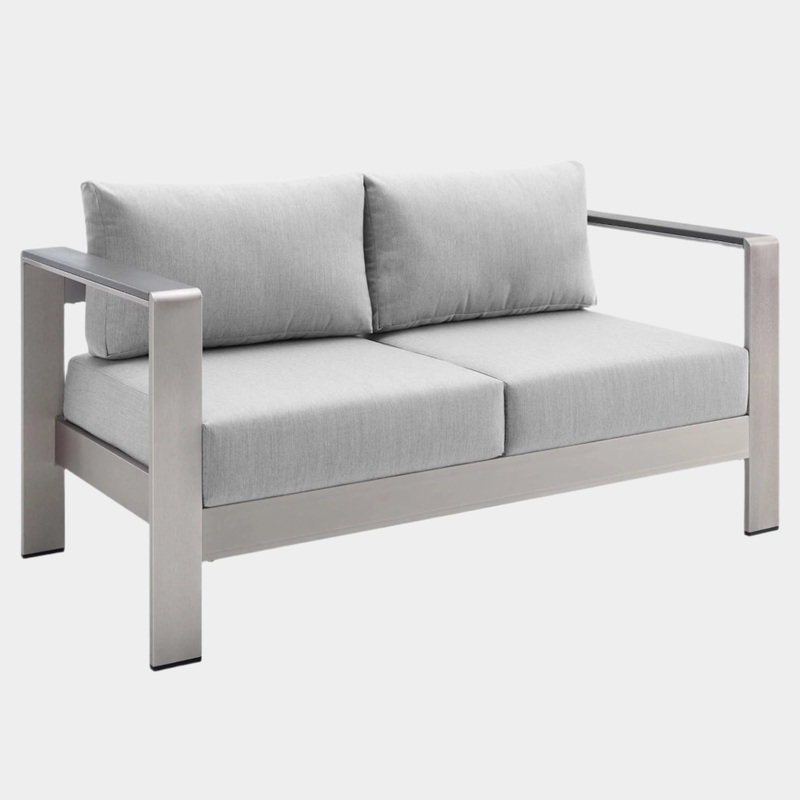 Shore Sunbrella Fabric Aluminum Outdoor Patio Loveseat