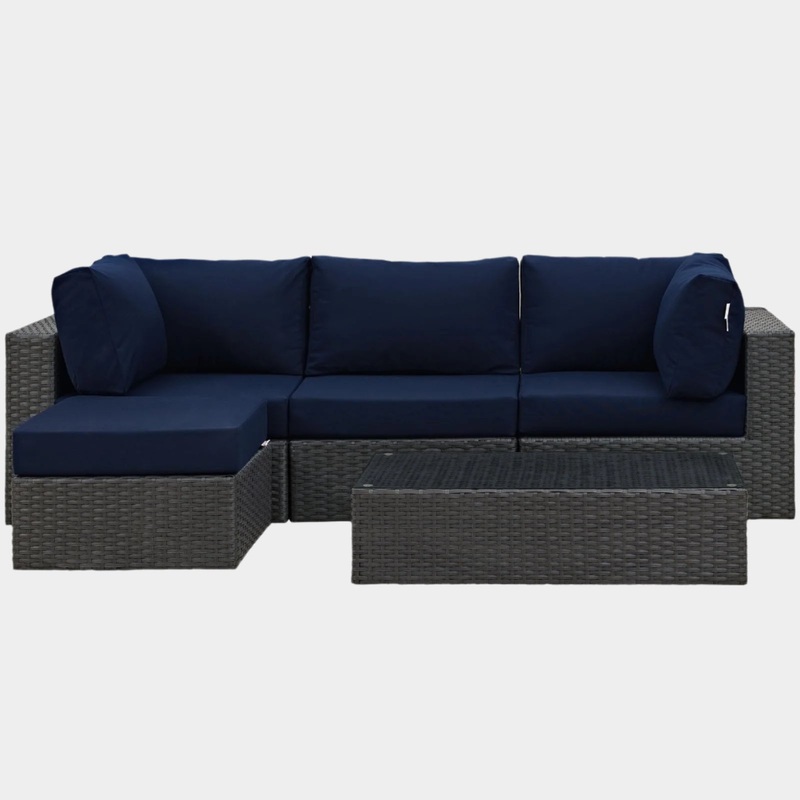 Sojourn 5 Piece Outdoor Patio Sunbrella Sectional Set