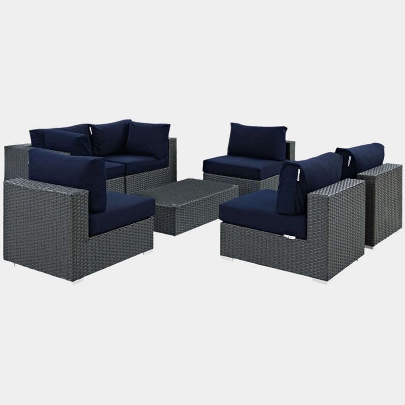 Sojourn 7 Piece Outdoor Patio Sunbrella Sectional Set