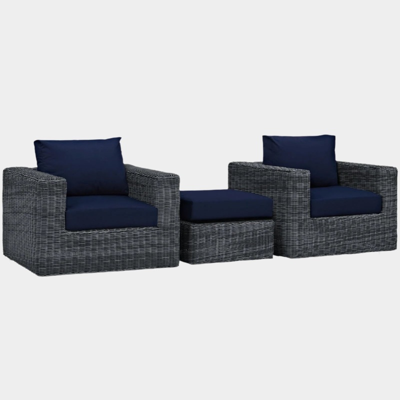 Summon 3 Piece Outdoor Patio Sunbrella Sectional Set