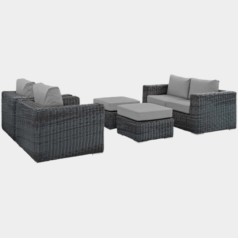 Summon 5 Piece Outdoor Patio Sunbrella Sectional Set