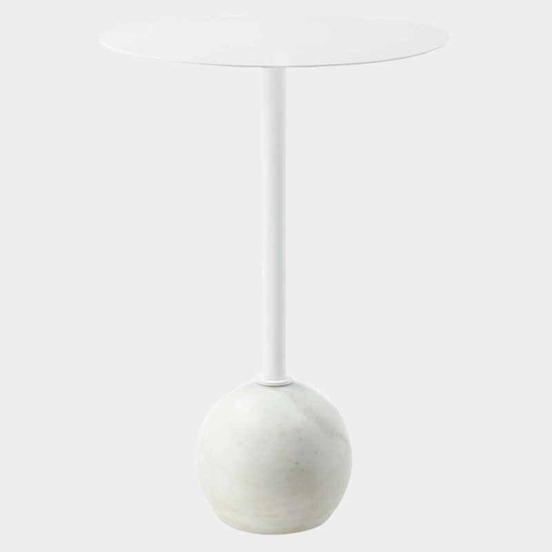 Aliza Round White Marble Side Table