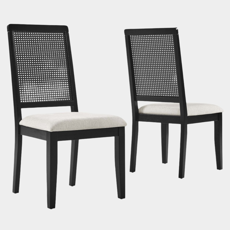 Arlo Faux Rattan and Wood Dining Side Chairs – Set of 2