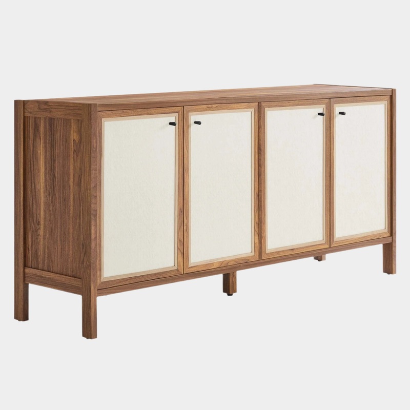 Capri 65″ Wood Grain Sideboard Storage Cabinet in Walnut