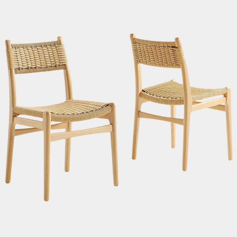 Wynn Rope and Wood Dining Side Chairs Set of 2